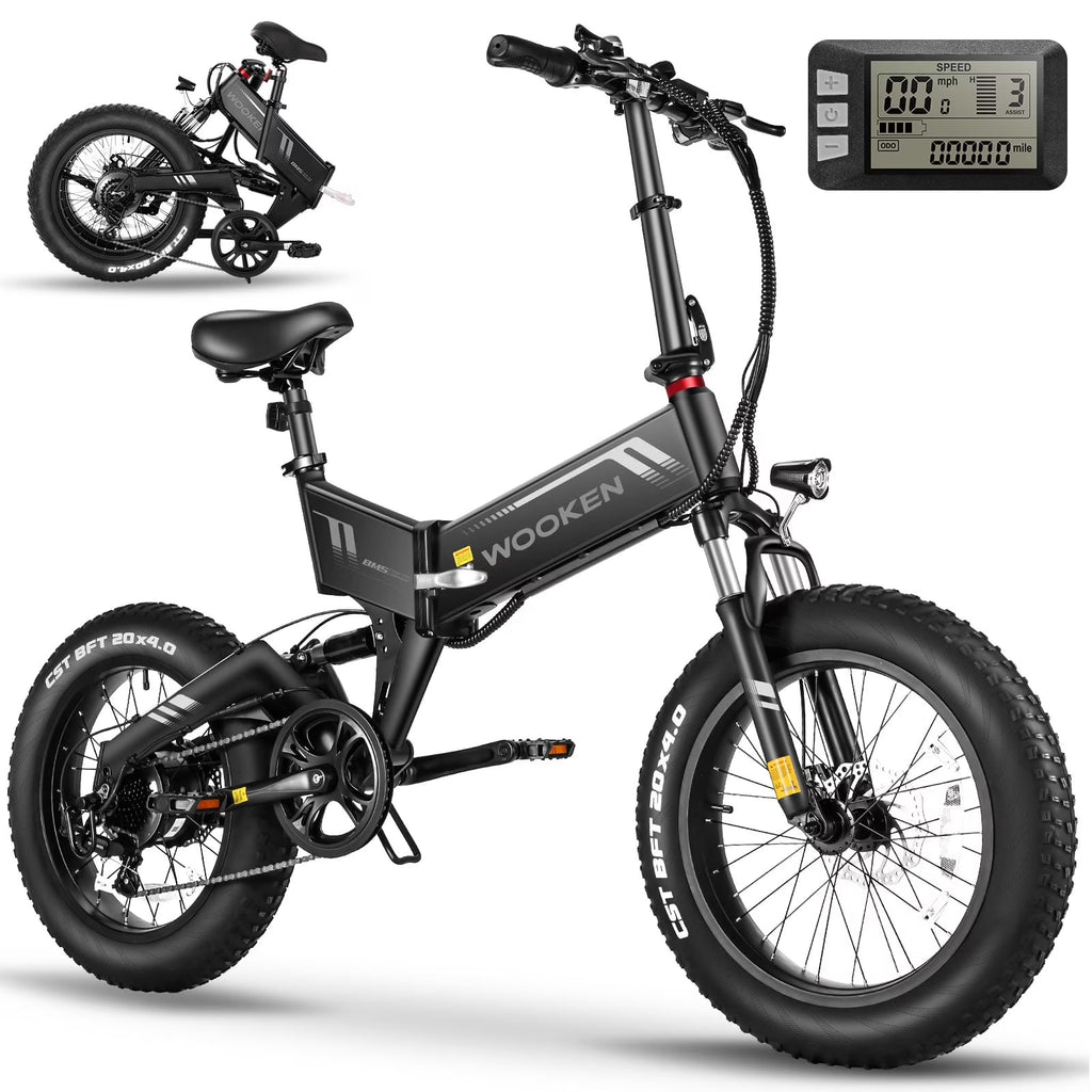20"X4.0 Fat Tire Electric Bike for Adults, 500W Foldable Electric Bicycle with 48V 10Ah Built-In Battery, Shimano 7 Speed, Dual Shock Absorber