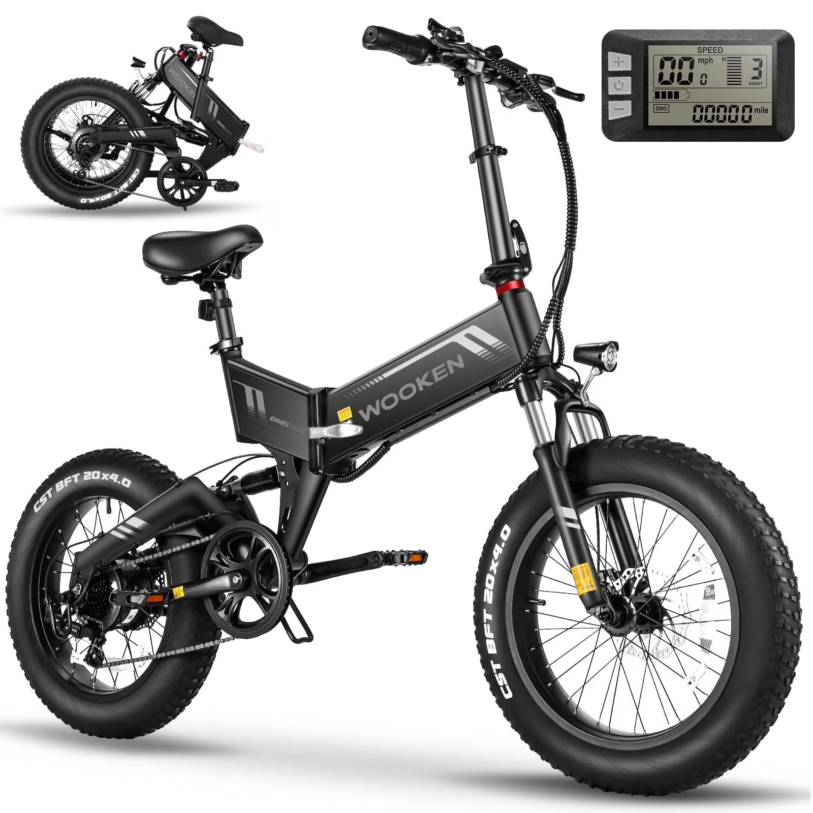 20"X4.0 Fat Tire Electric Bike for Adults, 500W Foldable Electric Bicycle with 48V 10Ah Built-In Battery, Shimano 7 Speed, Dual Shock Absorber