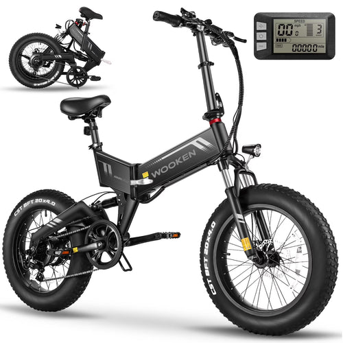 20"X4.0 Fat Tire Electric Bike for Adults, 500W Foldable Electric Bicycle with 48V 10Ah Built-In Battery, Shimano 7 Speed, Dual Shock Absorber