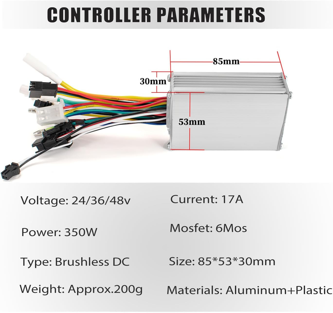 24V 36V 48V 350W Ebike Controller Kit and LCD Display with Thumb Throttle | 17A Ebike Brushless Motor Controller and Throttle, Brushless Speed Controller for E Bike, Electric Scooter, Hall Sensor Motor