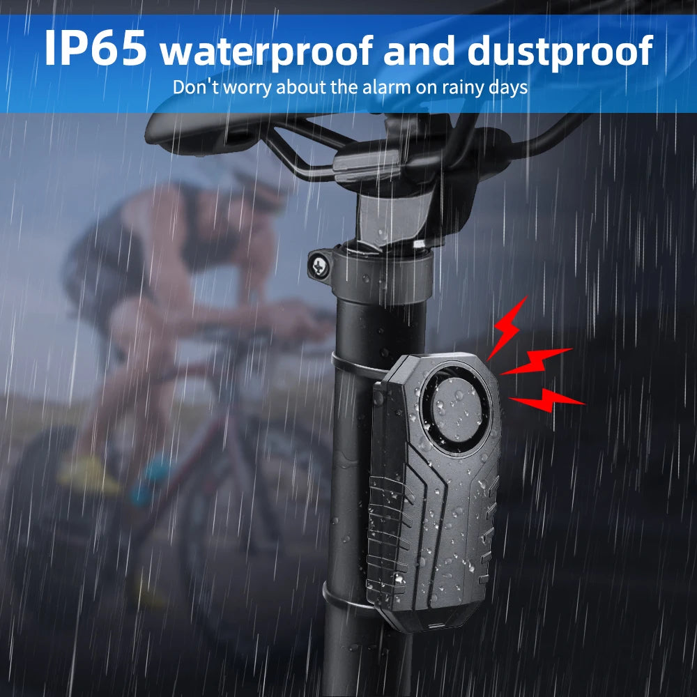 Wireless Bike Alarm with Remote IP65 Waterproof Rechargeable 113Db Loud Bicycle E-Bikes Scooter Moto anti Theft Alarm