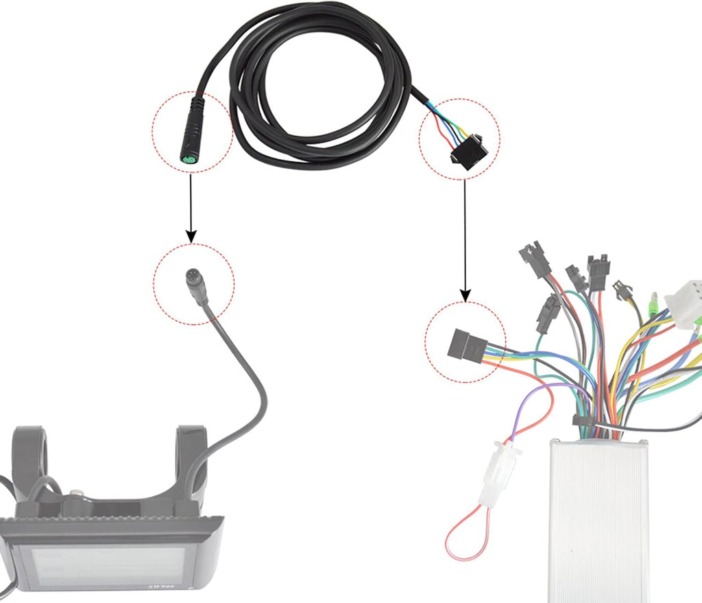 5 Pin Electric Bicycle Extension Cable 170Cm Waterproof Adapter Cable for Display to SM Ebike Accessories