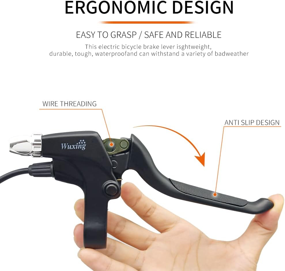 E-Bike Brake Lever WUXING 115PDD, Brake Grips for Electric Bike or E Scooter,Ebike Accessories Cut off Power When Brakes Ebike Parts (2PIN Waterproof Plug)