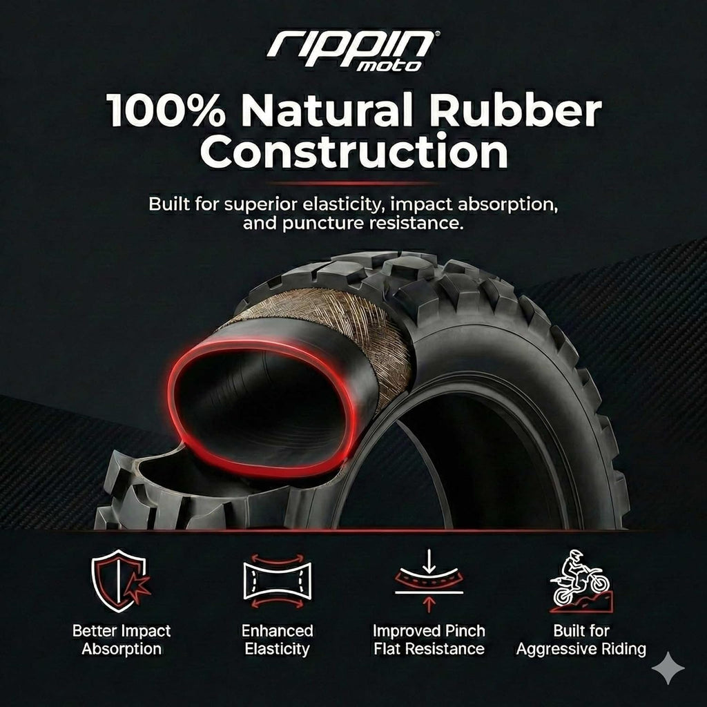 90/100-16 Performance Duty Natural Rubber Motorcycle Inner Tube – 2Mm Thick, TR4 Valve Stem, Fits 3.25/3.50-16 Rear Dirt Bike & E-Moto Tires
