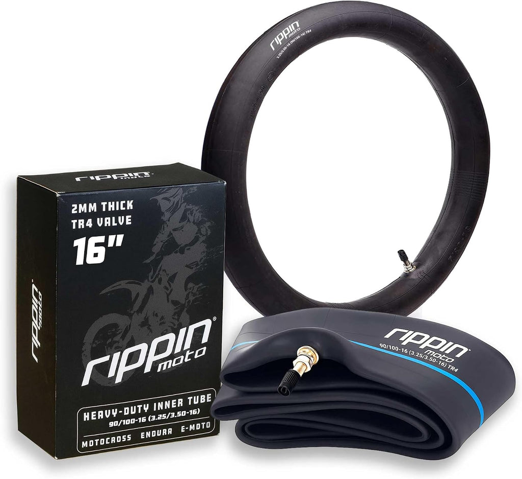 90/100-16 Performance Duty Natural Rubber Motorcycle Inner Tube – 2Mm Thick, TR4 Valve Stem, Fits 3.25/3.50-16 Rear Dirt Bike & E-Moto Tires