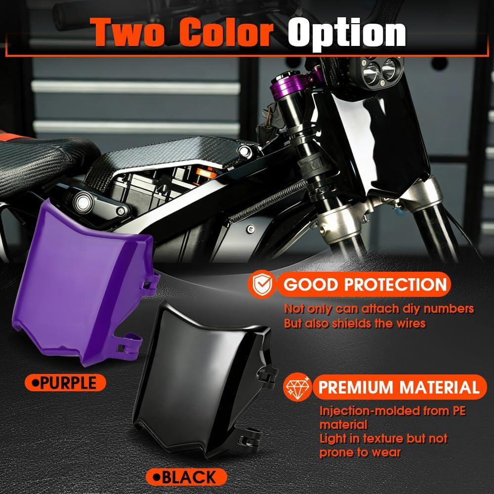 Electric Dirt Bike Front Number Plate for Surron,Yozma,Tuttio,Ridstar Q20 | High-Gloss Anti-Scratch Front Plate for Surron Light Bee X/S,Talaria Sting,Yozma In10,Super73,Yvy- Glossy Number Plate
