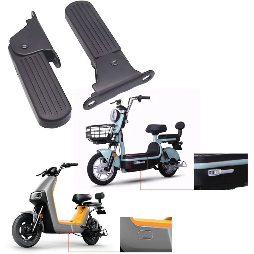1Pair Electric Moped Front Pedal Scooter Front Foldable Pedal Leg Support Pad Thickened Steel Plate Ebike Accessories