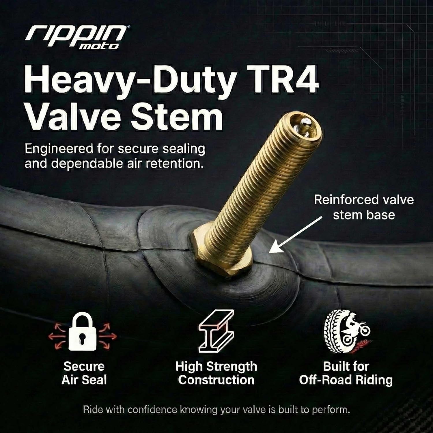 90/100-16 Performance Duty Natural Rubber Motorcycle Inner Tube – 2Mm Thick, TR4 Valve Stem, Fits 3.25/3.50-16 Rear Dirt Bike & E-Moto Tires