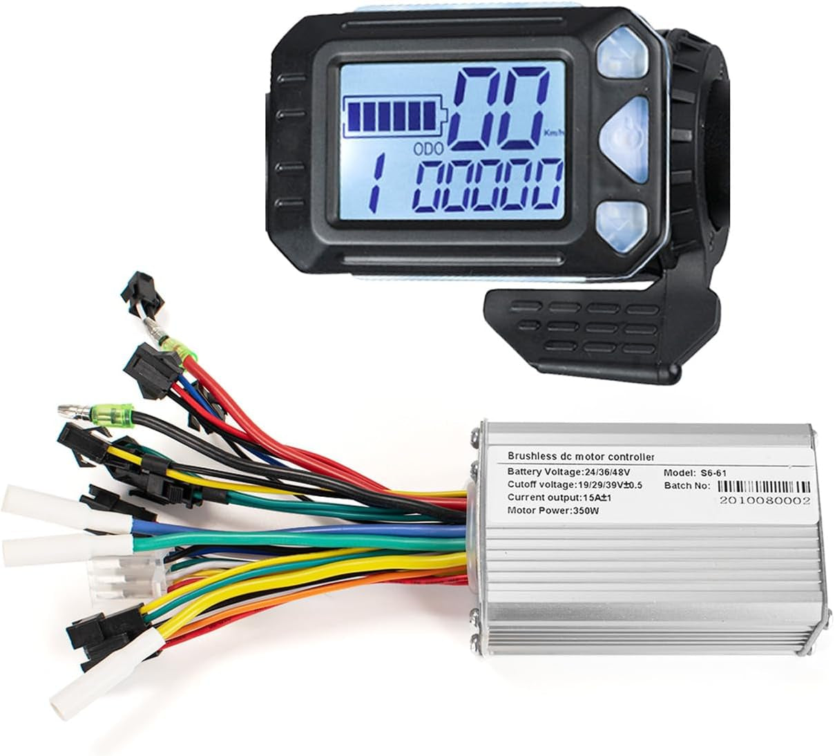 24V 36V 48V 350W Ebike Controller Kit and LCD Display with Thumb Throttle | 17A Ebike Brushless Motor Controller and Throttle, Brushless Speed Controller for E Bike, Electric Scooter, Hall Sensor Motor
