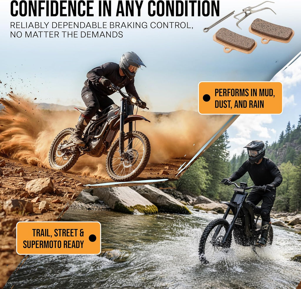 Sintered Brake Pads for Electric Dirt Bikes (Large Pad – Talaria MX5 / E-Ride PRO SR & 3.0 / Srpnt/Altis Sigma)