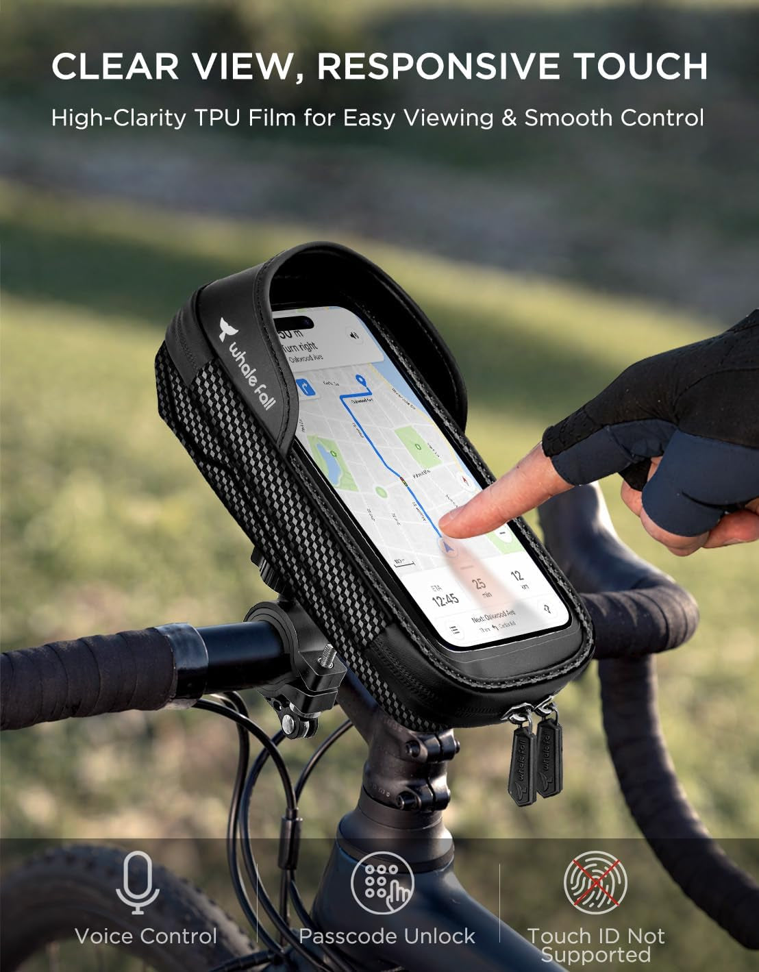 Bike Phone Holder, Waterproof Handlebar Bag for Phones up to 7" | 360° Rotatable Mount, TPU Touchscreen, Quick Release, Anti-Shake, Extra Storage and Rain Cover for Navigation and Rides