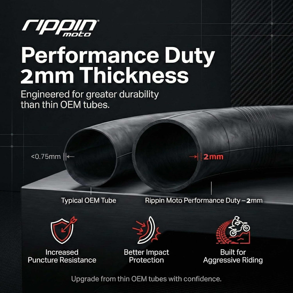 90/100-16 Performance Duty Natural Rubber Motorcycle Inner Tube – 2Mm Thick, TR4 Valve Stem, Fits 3.25/3.50-16 Rear Dirt Bike & E-Moto Tires