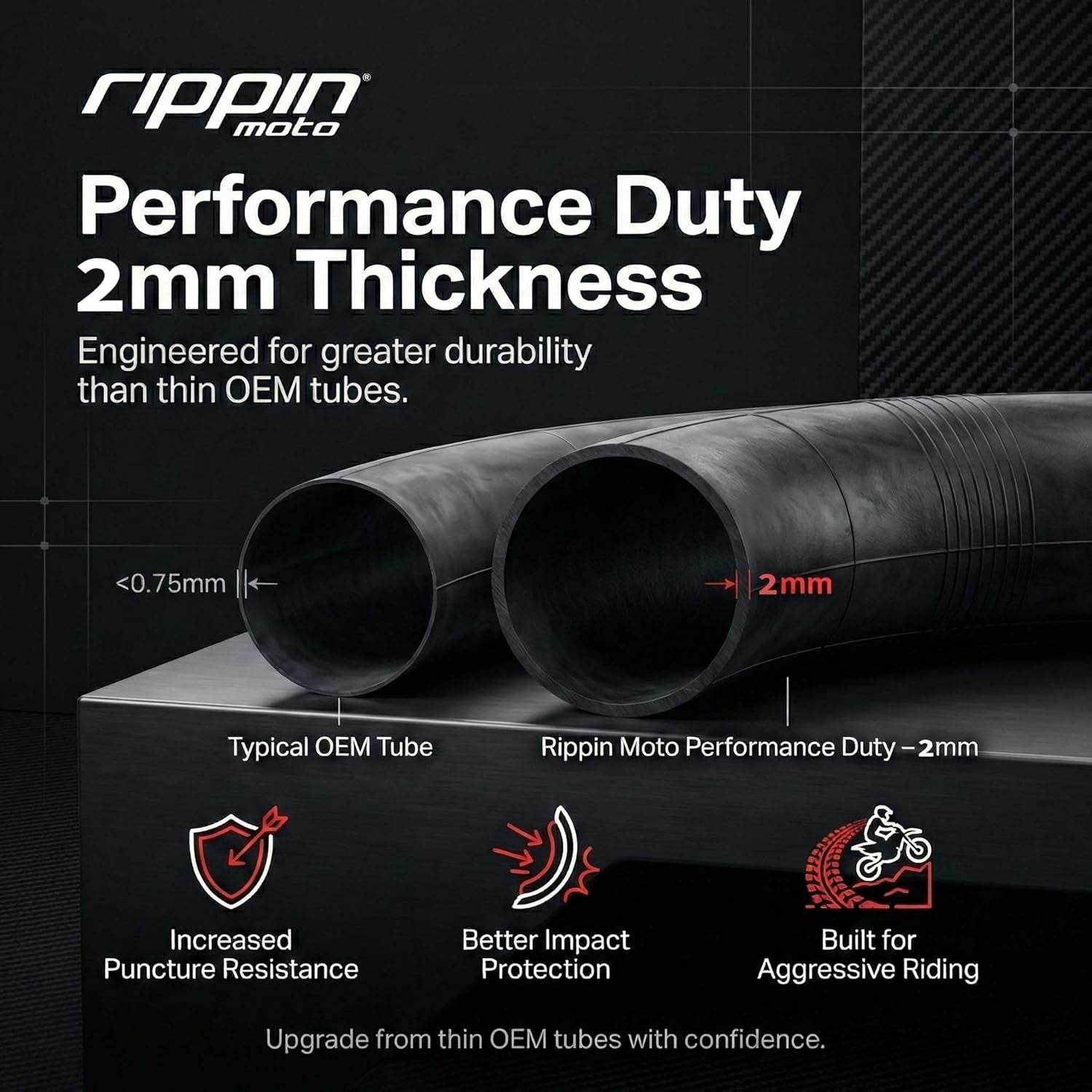 90/100-16 Performance Duty Natural Rubber Motorcycle Inner Tube – 2Mm Thick, TR4 Valve Stem, Fits 3.25/3.50-16 Rear Dirt Bike & E-Moto Tires
