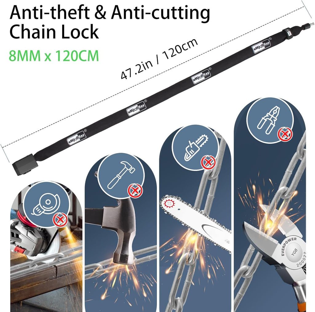 Bike Chain Lock with Alarm E Scooter Lock Anti-Theft Alarm 110Db 4Ft Security Heavy Duty with USB C Cable and 3 Keys for Bike/E Scooter/Motorcycle