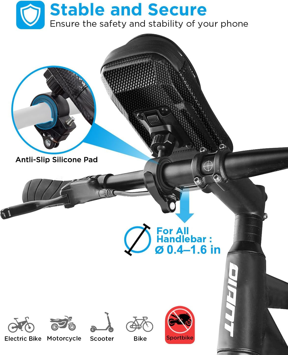 Bike Phone Holder, Waterproof Handlebar Bag for Phones up to 7" | 360° Rotatable Mount, TPU Touchscreen, Quick Release, Anti-Shake, Extra Storage and Rain Cover for Navigation and Rides