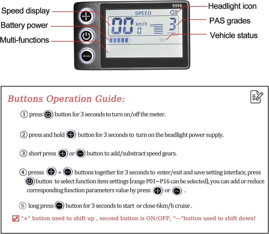 24V 36V 48V 500W Ebike Brushless Motor Controller and LCD Display Kit | 25A E Bike Controller, Electric Scooter Controller with Display Control Panel, 48V Brushless Speed Controller for Hall Motor