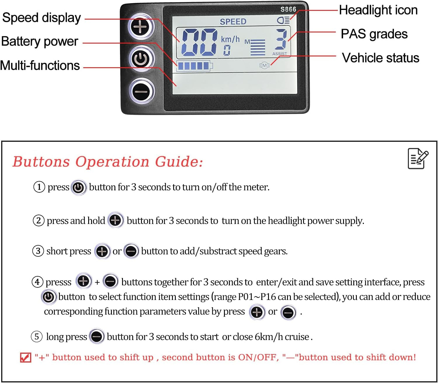 24V 36V 48V 500W Ebike Brushless Motor Controller and LCD Display Kit | 25A E Bike Controller, Electric Scooter Controller with Display Control Panel, 48V Brushless Speed Controller for Hall Motor