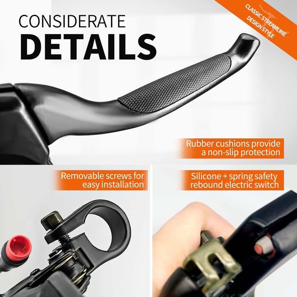 E-Bike Brake Lever WUXING 115PDD, Brake Grips for Electric Bike or E Scooter,Ebike Accessories Cut off Power When Brakes Ebike Parts (2PIN Waterproof Plug)