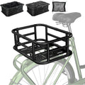 Bike Basket Rear - Assembled Version, Heavy Duty Bicycle Baskets W Liner, Cargo Net, Waterproof Cover, Ebike Accessories for Adult Bikes, Electric Bike, Carrying Grocery