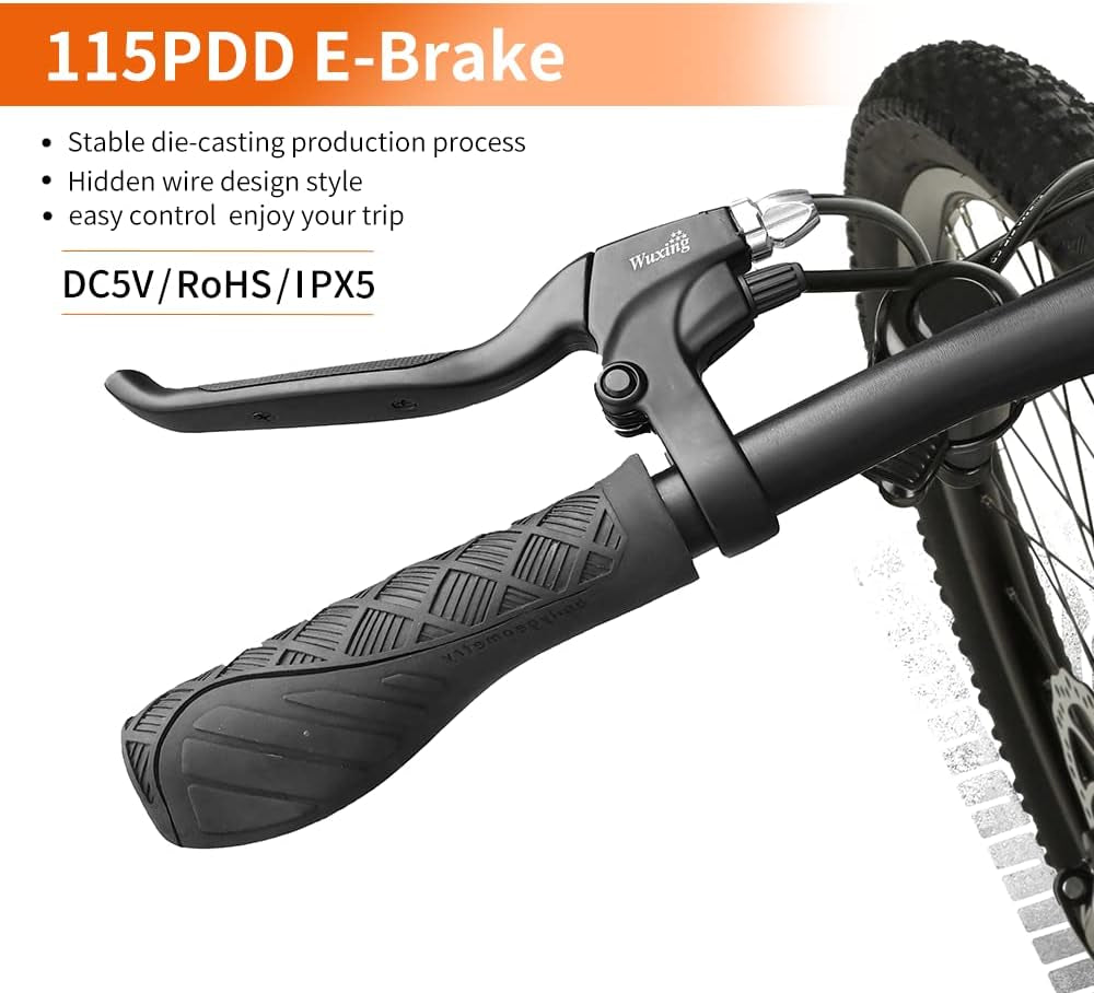 E-Bike Brake Lever WUXING 115PDD, Brake Grips for Electric Bike or E Scooter,Ebike Accessories Cut off Power When Brakes Ebike Parts (2PIN Waterproof Plug)