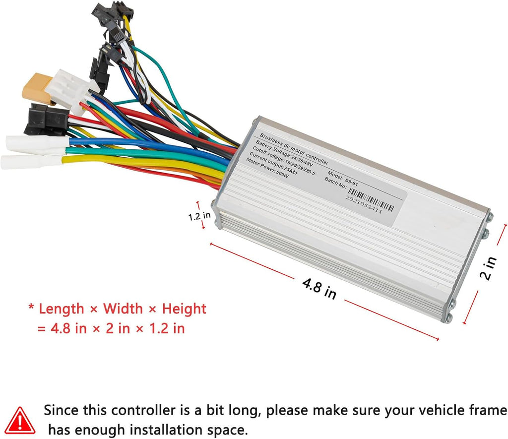 24V 36V 48V 500W Ebike Brushless Motor Controller and LCD Display Kit | 25A E Bike Controller, Electric Scooter Controller with Display Control Panel, 48V Brushless Speed Controller for Hall Motor