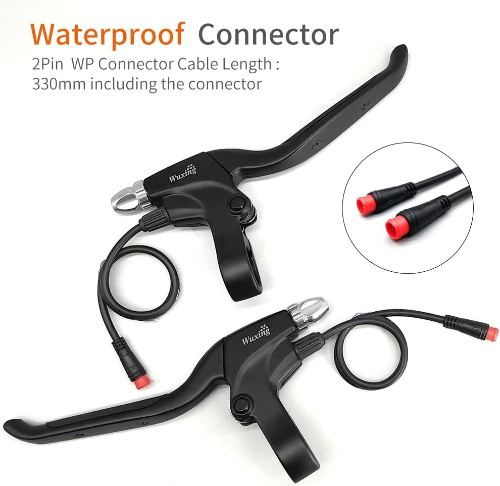 E-Bike Brake Lever WUXING 115PDD, Brake Grips for Electric Bike or E Scooter,Ebike Accessories Cut off Power When Brakes Ebike Parts (2PIN Waterproof Plug)