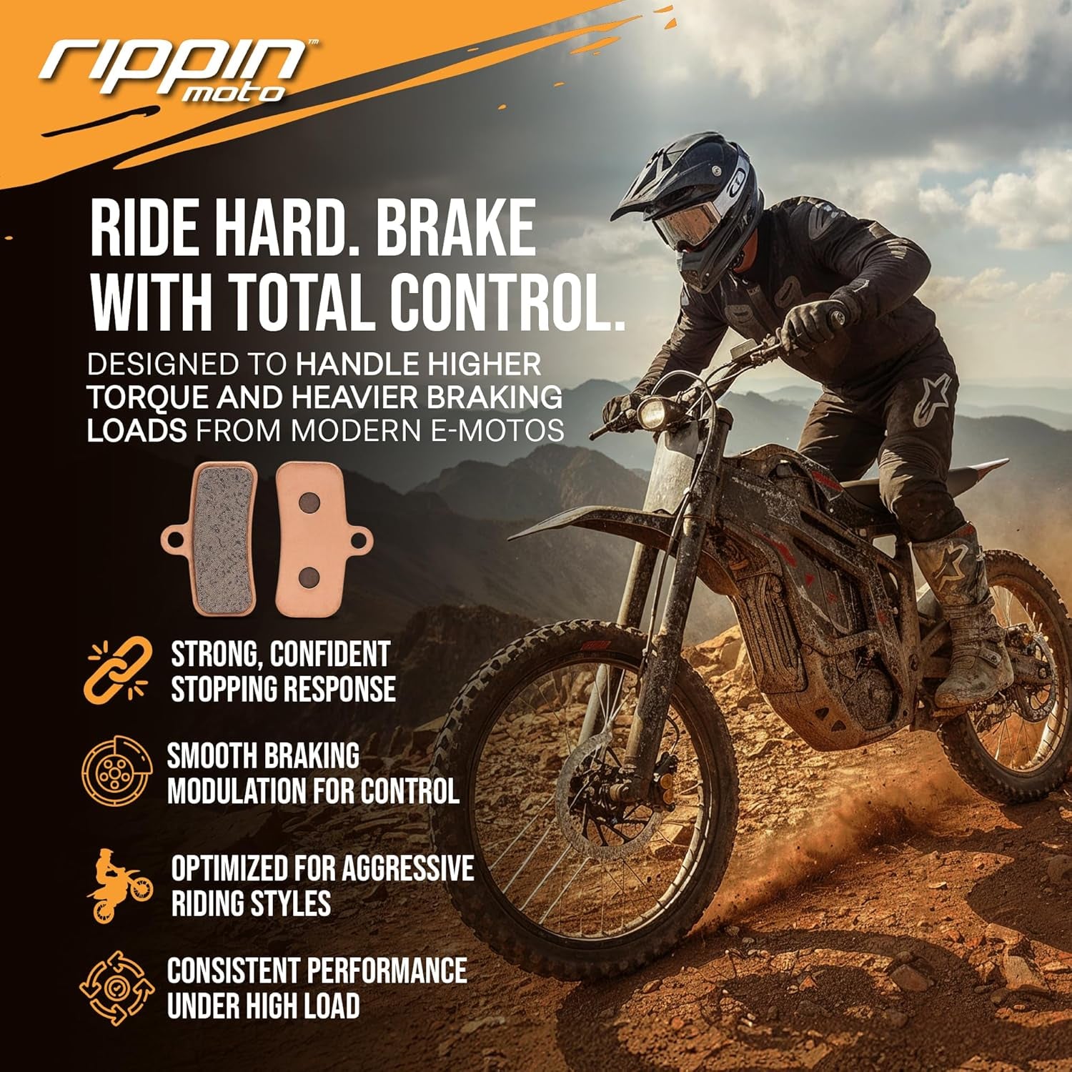Sintered Brake Pads for Electric Dirt Bikes (Large Pad – Talaria MX5 / E-Ride PRO SR & 3.0 / Srpnt/Altis Sigma)
