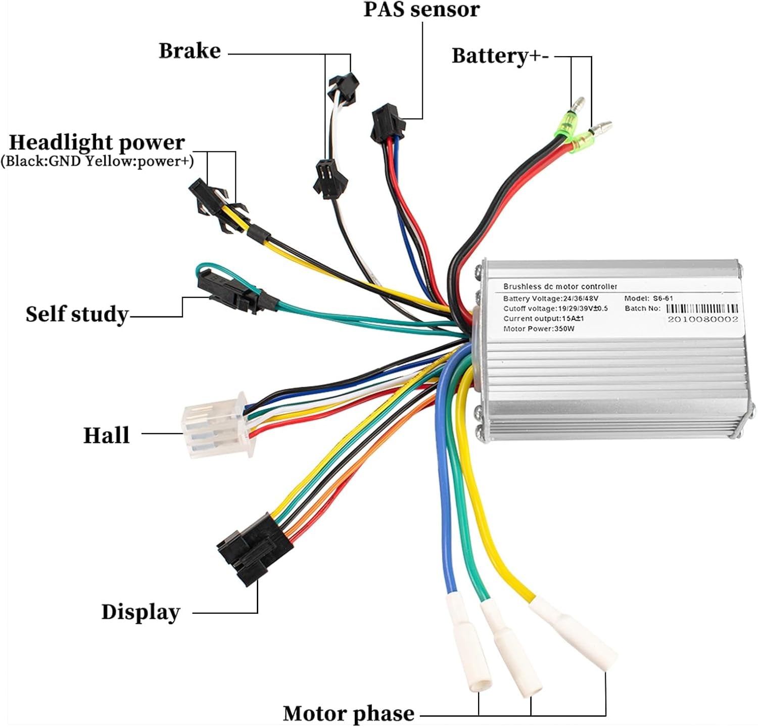 24V 36V 48V 350W Ebike Controller Kit and LCD Display with Thumb Throttle | 17A Ebike Brushless Motor Controller and Throttle, Brushless Speed Controller for E Bike, Electric Scooter, Hall Sensor Motor