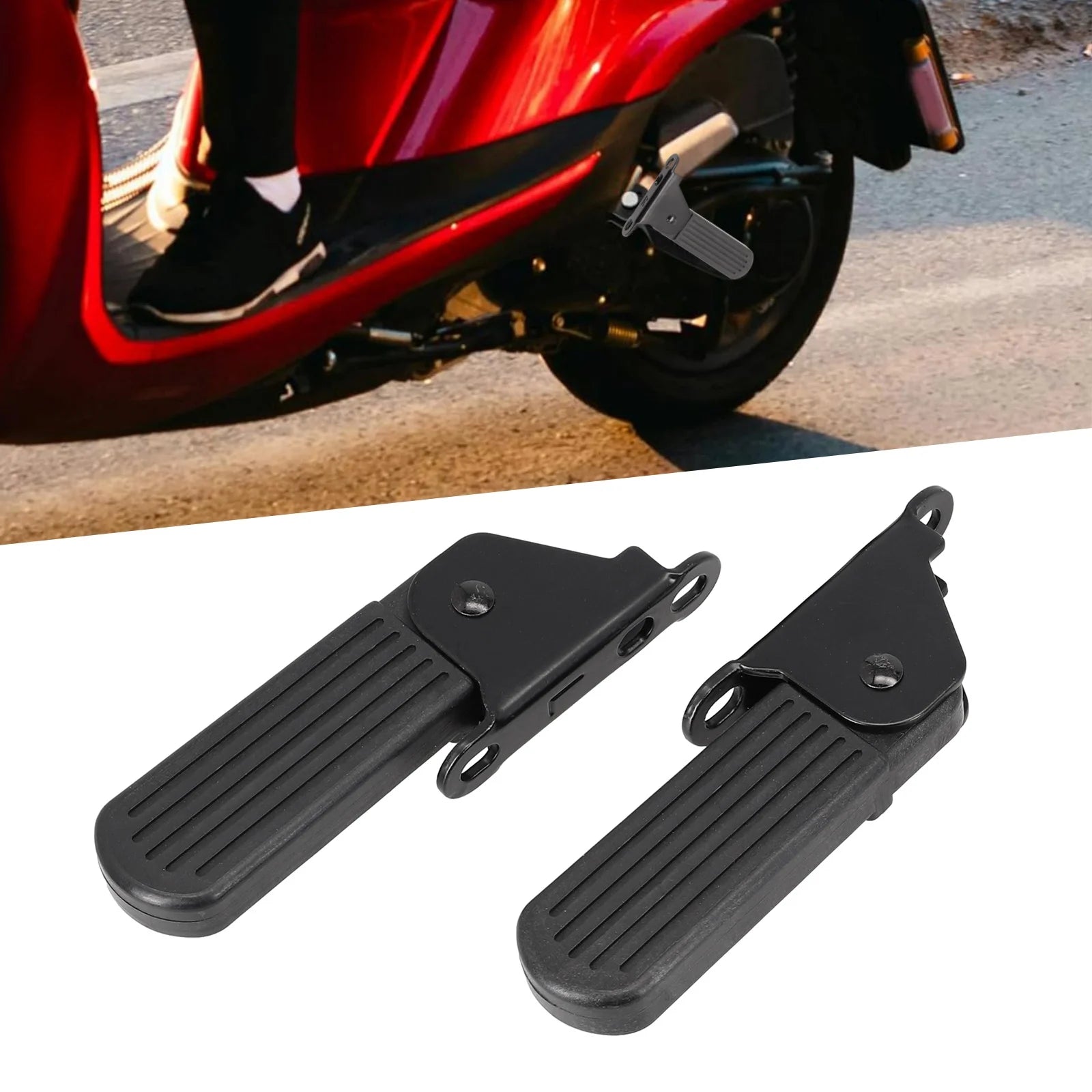 1Pair Electric Moped Front Pedal Scooter Front Foldable Pedal Leg Support Pad Thickened Steel Plate Ebike Accessories