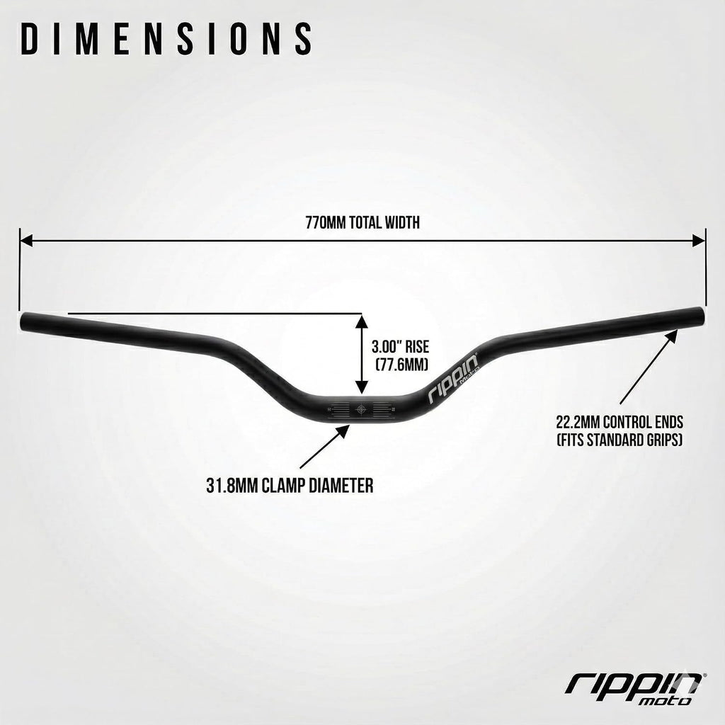 RISE3 E-Moto Handlebars for Sur-Ron - 3" Rise X 770Mm Wide, 22Mm Ends, 31.8Mm Center - Riser Bars for Talaria Sting, E-Ride PRO, Rawrr Mantis, Vetra Blazer, Surron LBX (Purple)