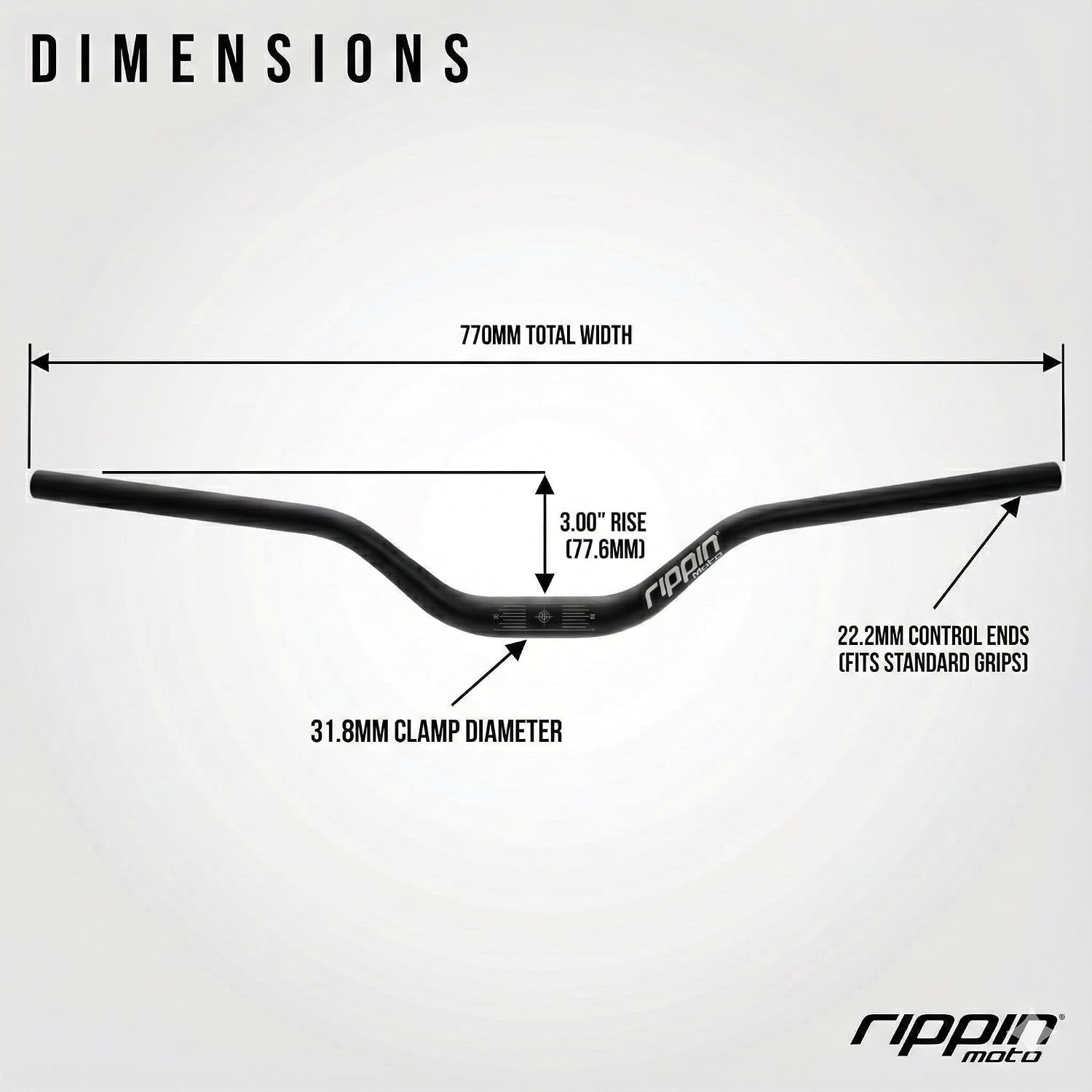 RISE3 E-Moto Handlebars for Sur-Ron - 3" Rise X 770Mm Wide, 22Mm Ends, 31.8Mm Center - Riser Bars for Talaria Sting, E-Ride PRO, Rawrr Mantis, Vetra Blazer, Surron LBX (Red)